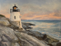 Castle Hill Lighthouse, oil on panel, 8 x 8 in., $325