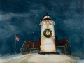 Nobska Lighthouse at Christmas, oil on panel,8 x 10 in. , $325